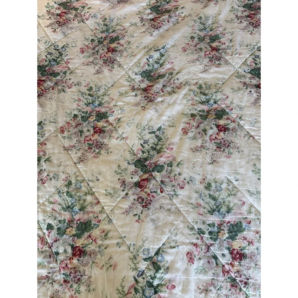 CROSCILL Chartwell ROSE FLORAL COMFORTER QUEEN Cottage Vintage USA 92x86